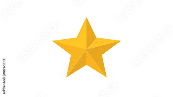 Obraz Bright yellow star icon on a transparent background, ideal for ratings, awards, and decorations in digital projects. , transparent