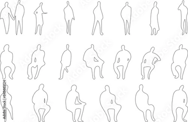 Fototapeta architectural set of vectors of abstract People silhouettes outline, man and woman