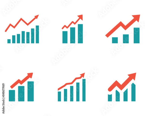 Fototapeta Graph chart economic icon. Money business increase design.