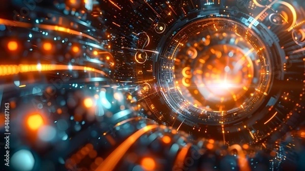 Fototapeta Futuristic Quantum Computing Imagery with Vibrant Entanglement Visuals