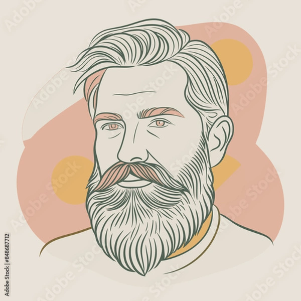 Fototapeta Handsome face man beard man emblem icon. bearded men face. Haircuts, beards, mustaches  vector illustration
