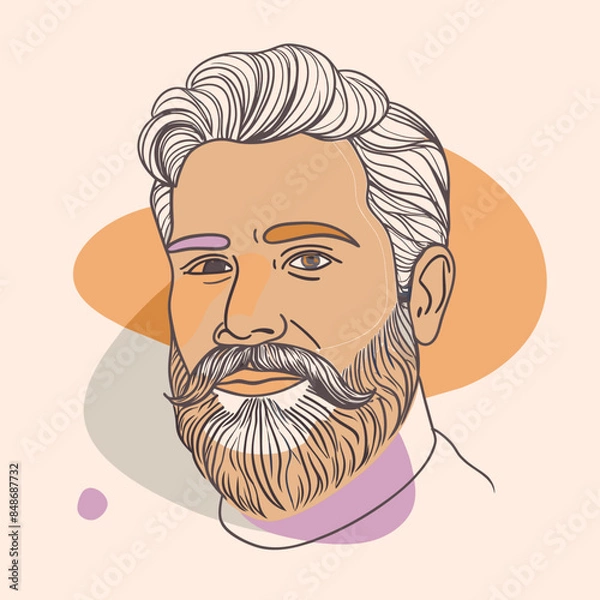 Fototapeta Handsome face man beard man emblem icon. bearded men face. Haircuts, beards, mustaches  vector illustration

