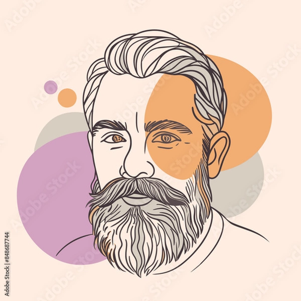 Fototapeta Handsome face man beard man emblem icon. bearded men face. Haircuts, beards, mustaches  vector illustration

