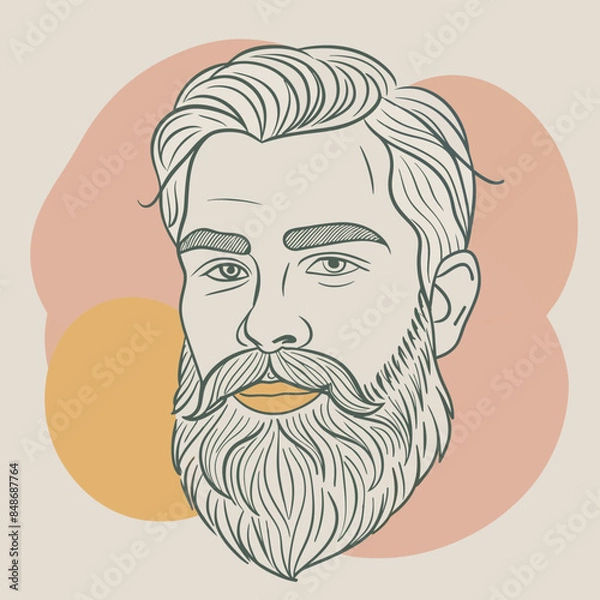 Fototapeta Handsome face man beard man emblem icon. bearded men face. Haircuts, beards, mustaches  vector illustration
