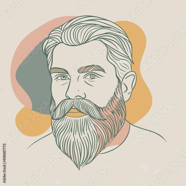 Fototapeta Handsome face man beard man emblem icon. bearded men face. Haircuts, beards, mustaches  vector illustration

