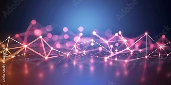 Fototapeta Digitaler abstrakter Hintergrund für technologische Operationen, neuronale Netze, KI, Datenübertragung und Verschlüsselung, digitale Archive, Audio- und visuelle Darstellungen, wissenschaft und mehr