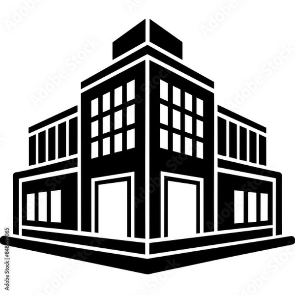 Obraz Architecture, building, commercial icon silhouette vector illustration.