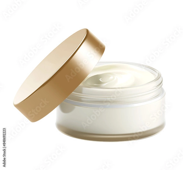 Obraz Cosmetic cream in open pot, isolated on transparent or white background, png.