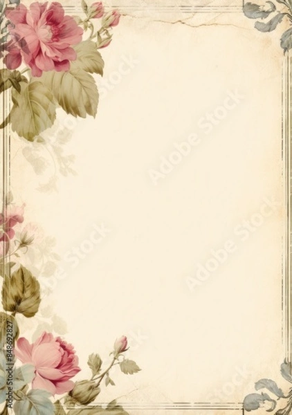 Obraz Vintage floral frame with handwriting