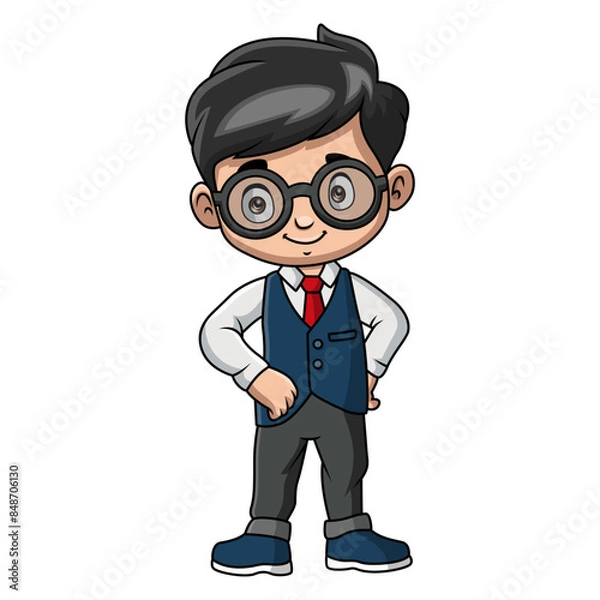 Obraz Cute happy school boy cartoon