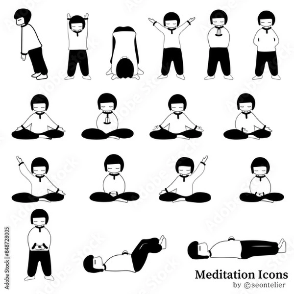 Obraz meditation icon set