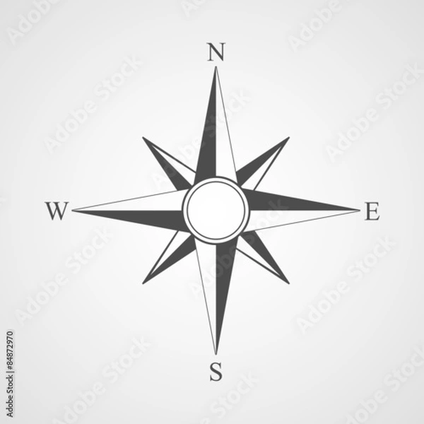 Obraz Vector black compass icon.
