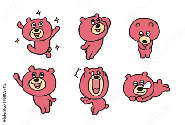 Fototapeta 全然怖くないおもしろいピンクのかわいい熊