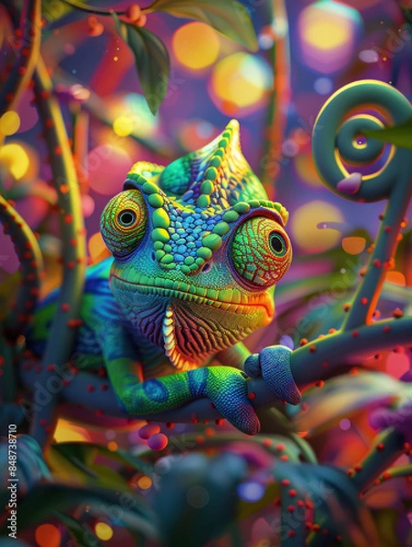 Obraz Chameleon in a Vibrant Dreamscape