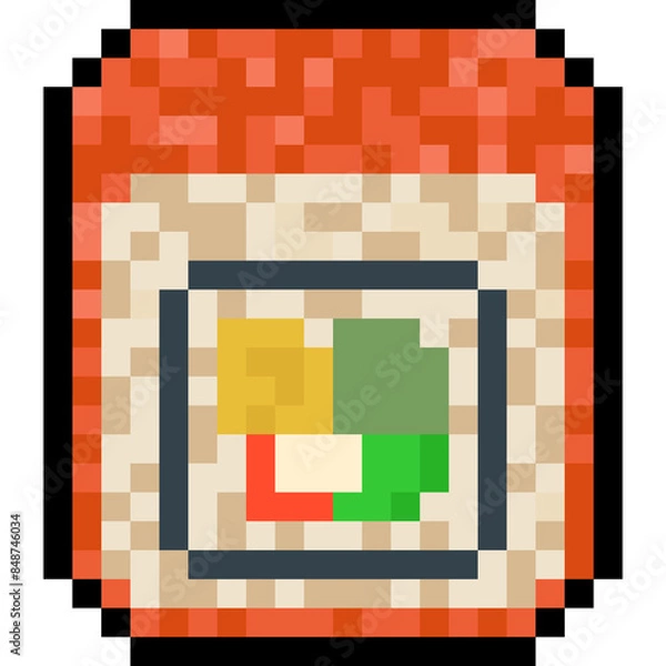 Fototapeta Pixel art cartoon salmon sushi roll icon