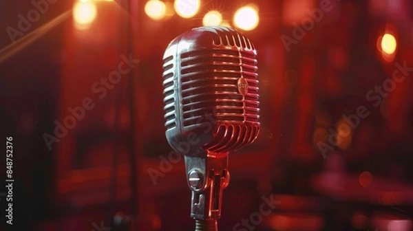 Fototapeta A Close up Shot of a Microphone