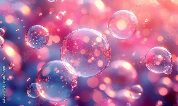 Obraz abstract pink wallpaper with close up soap bubbles