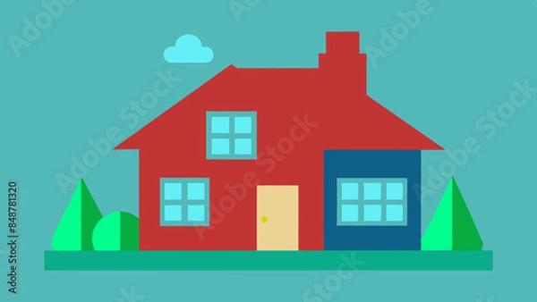 Fototapeta A quaint house with a charming roof and windows. A picturesque house showcasing a roof and windows.