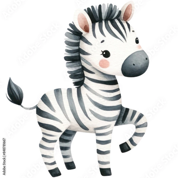 Obraz watercolor cute zebra