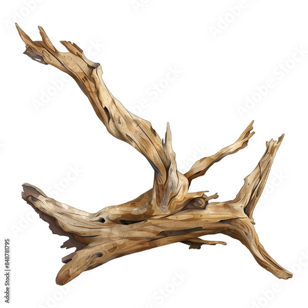 Fototapeta Driftwood isolated on transparent background. illustration . Generative ai