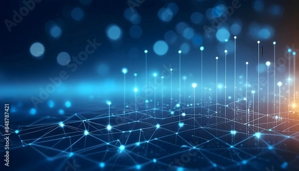 Fototapeta Computing technology Internet and cyber technology concept. Abstract cloud connection technology on a blue color background.  Computing network. generative AI image