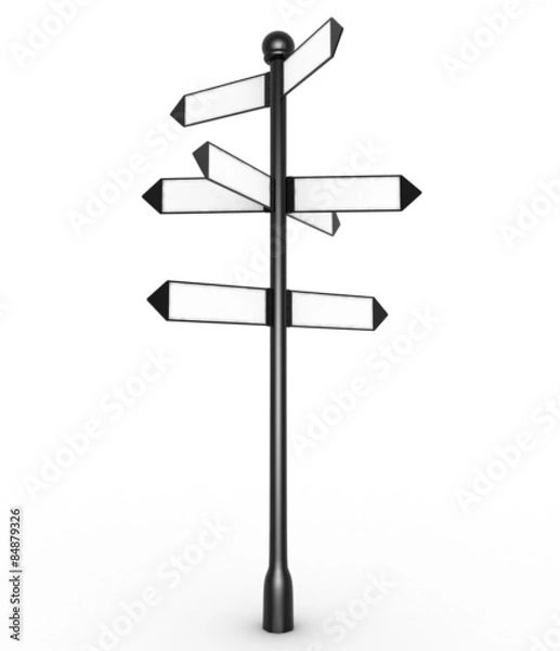 Obraz Direction sign with empty arrows isolated on white background