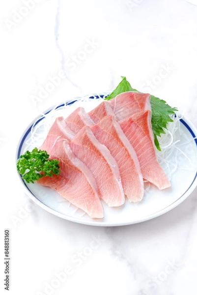 Fototapeta よく脂がのったブリの刺身
