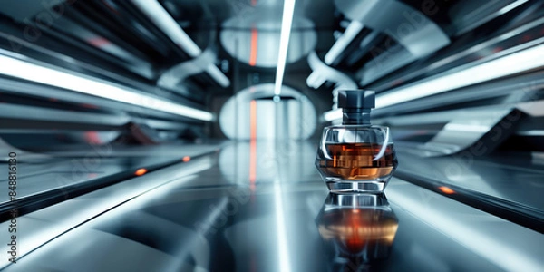 Fototapeta Elegant Perfume Bottle on Futuristic Background with Clean Design