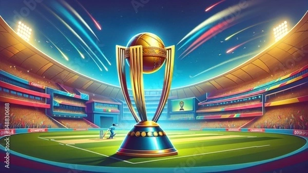 Fototapeta Cricket World Cup trophy standing on the ground 