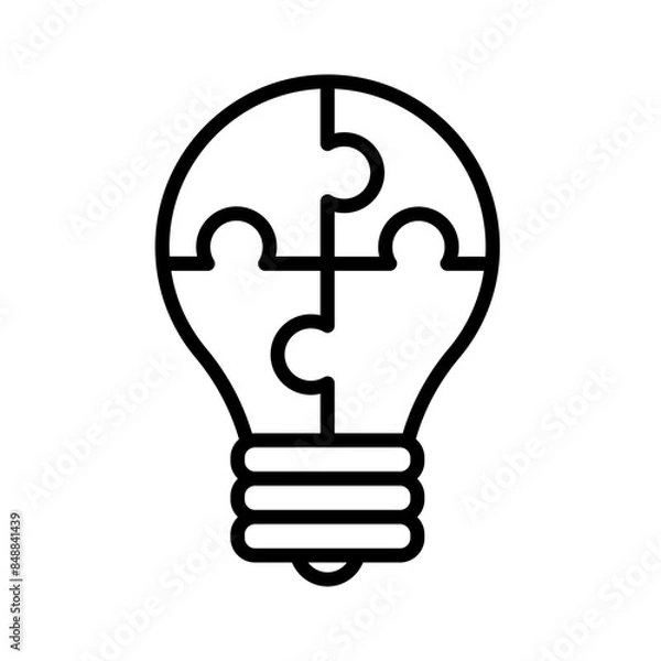 Fototapeta The puzzle is complete and has become a light bulb.