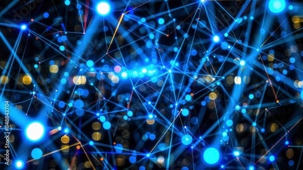 Fototapeta Abstract Representation Of Connections In A City At Night, Abstract Background HD For Designer