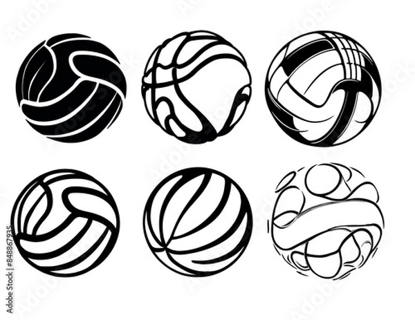 Fototapeta Volleyball icons set. Outline set of volleyball vector icons. volleyball eps. Cut file cricut, silhouette use