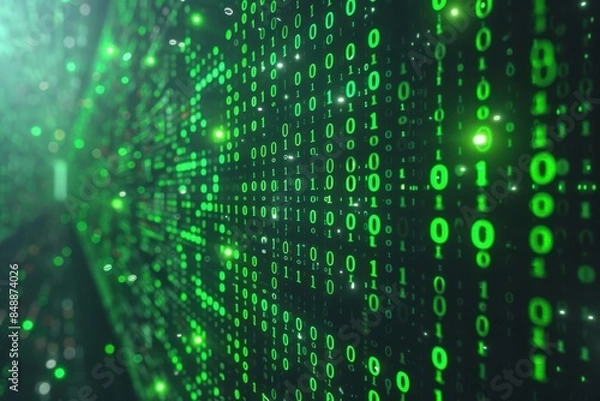Fototapeta Digital binary coding on network. Futuristic technology background concept