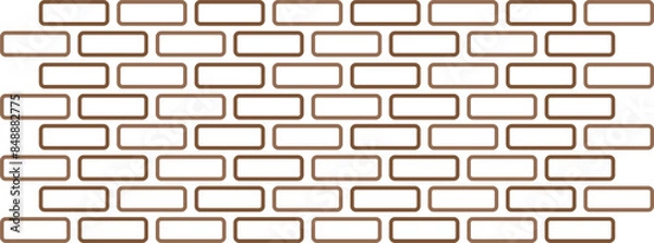 Fototapeta Brick wall vector illustration outline stroke. Transparent background.