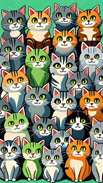 Fototapeta Flawlessly lovely cat pattern on the background.