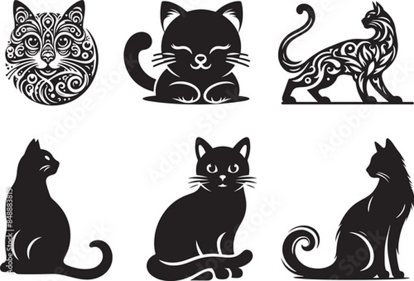 Fototapeta cat silhouette vector art illustration
