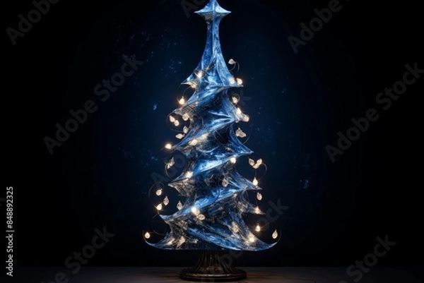 Fototapeta Christmas tree on blue background