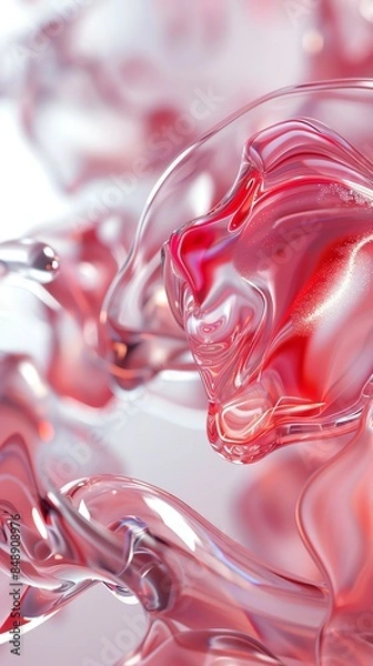 Fototapeta A gracefully transforming liquid enclosed in a translucent membrane, indistinct contours, C4D style, red and white gradient color palette, futuristic vibes, cinematic lighting enhancing  allure 9:16