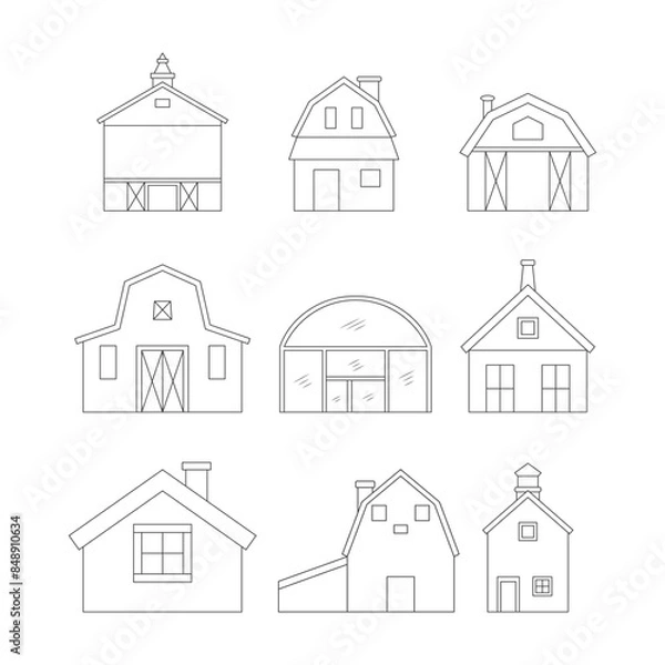 Fototapeta Vector Collection of  Barn Building