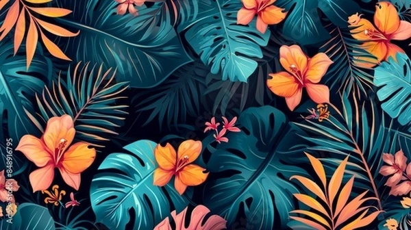 Fototapeta multi colored tropical leaves summer background