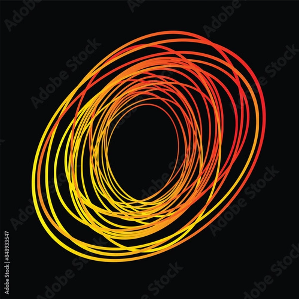 Obraz black background with a circular line pattern