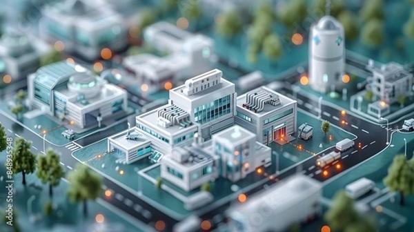 Fototapeta Modern Hospital with Integrated Backup Microgrid System for Sustainable Energy and Resilient Power