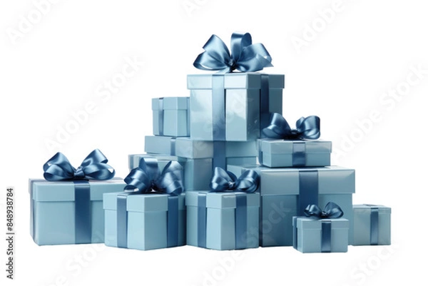Obraz A Symphony of Blue: A Cascade of Elegance on a Clear PNG or White Background.