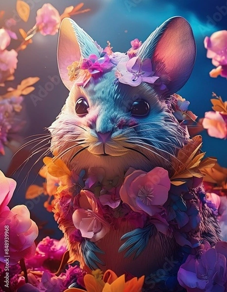 Obraz 꽃에서 태어난 귀여운 친칠라