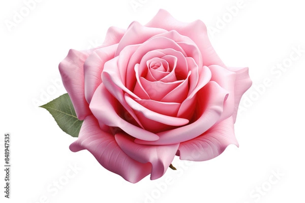 Obraz Ethereal Elegance: A Pink Rose Dancing on a White Canvas on a Clear PNG or White Background.