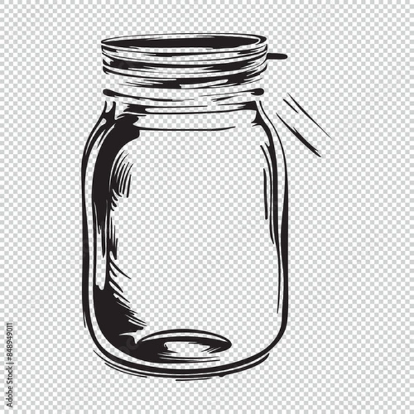 Fototapeta Simple flat jar icon, black vector illustration on transparent background