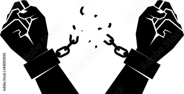 Obraz shackled hands breaking the chain.