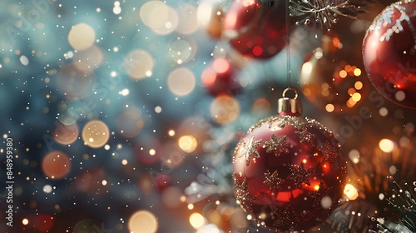 Fototapeta Beautiful bright Christmas background with copy space. AI Generated