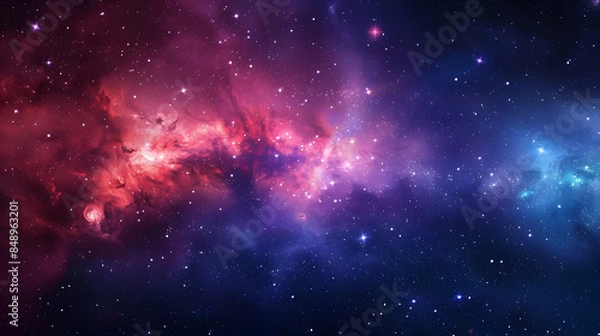 Fototapeta Beautiful colorful image of galaxy, nebula, stars and space. AI Generated