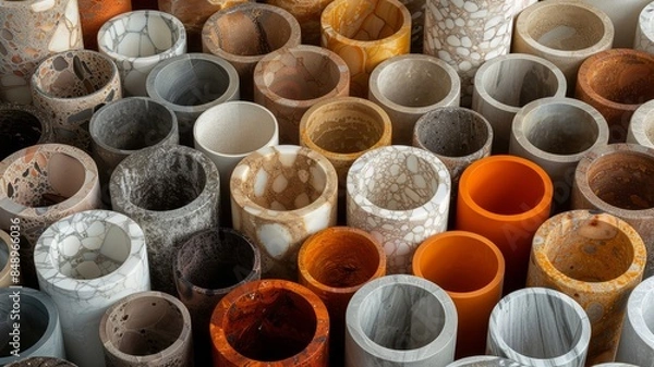 Fototapeta Abstract Pattern of Cylindrical Stone Vessels